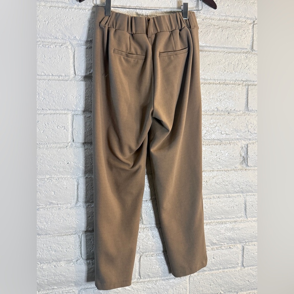 Fashion Nova Tan High Waist Tapered Pants Size M Elastic Back Business Casual - Picture 4 of 5